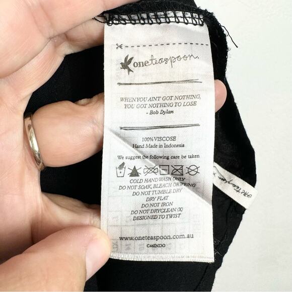 One Teaspoon Plant T-Back Ruffle Tiered Mini Dress Black XS Minimal Whimsigoth - Picture 14 of 15